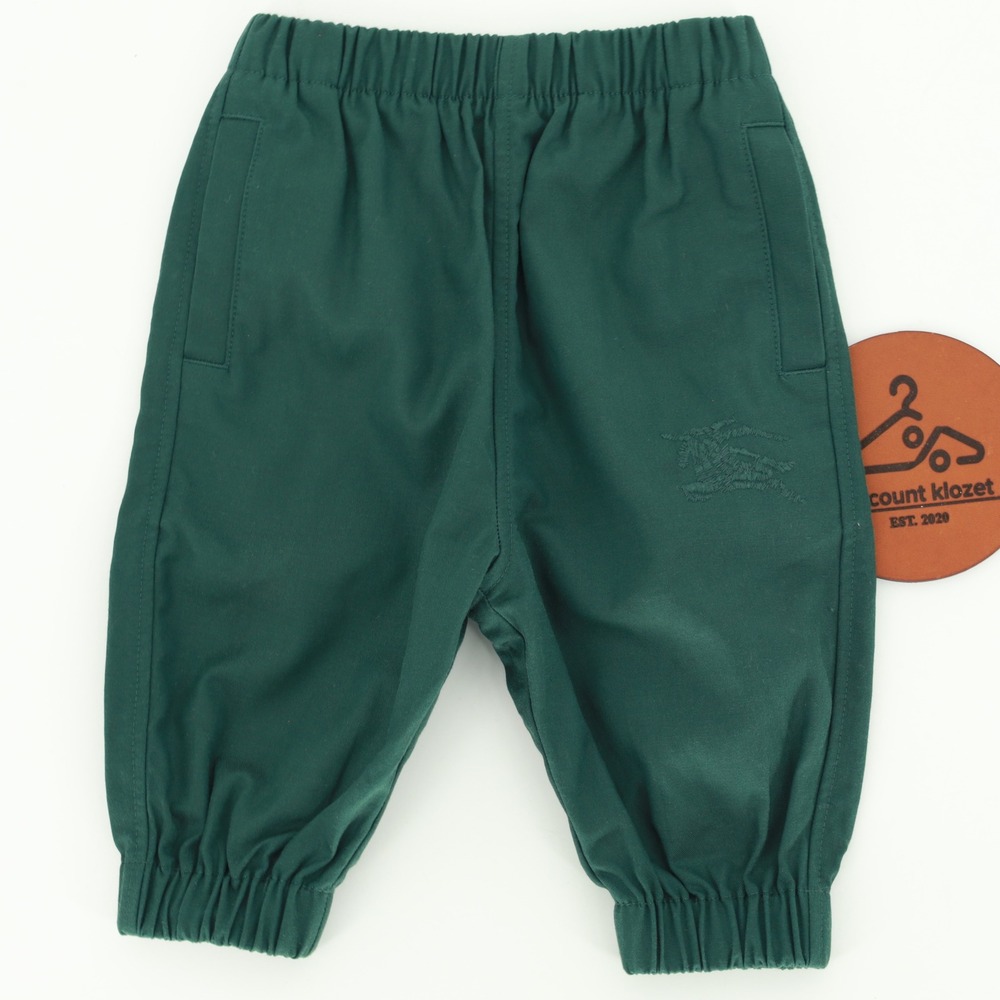Burberry Boys Dark Moss Embroidered Jogger Pants 6M Pull-On Elastic Waist